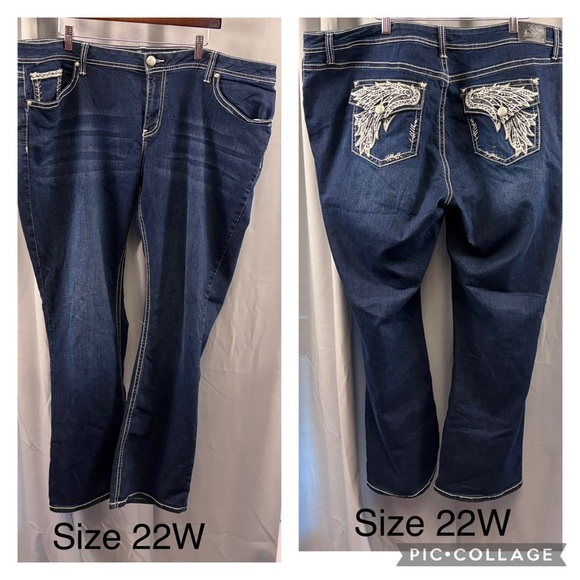Love Indigo Denim - Love Indigo Navy Boot Cut Jeans with Embroidery